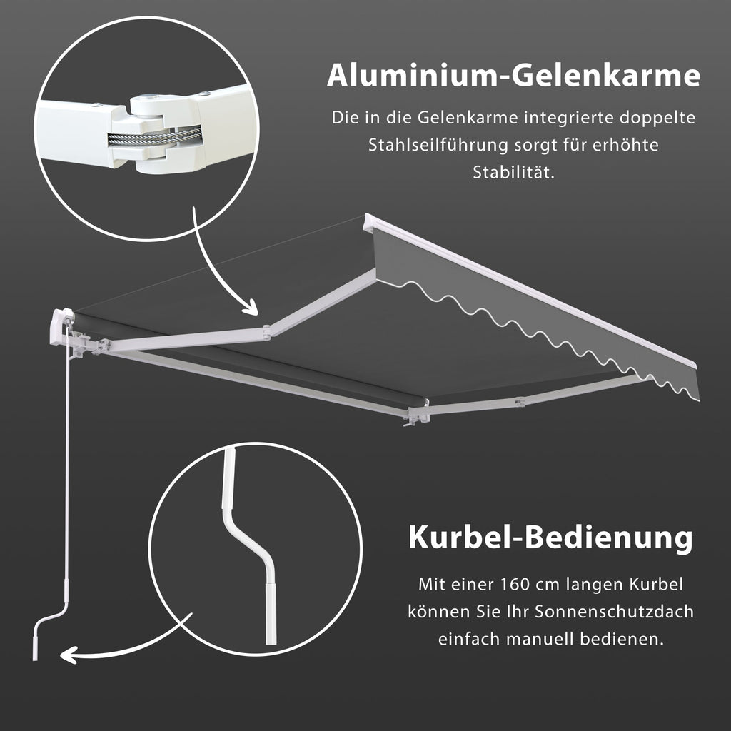 Gelenkarmmarkise Basic 2000 6 x 3,5 m  Gestell weiß  Stoff Uni, anthrazit